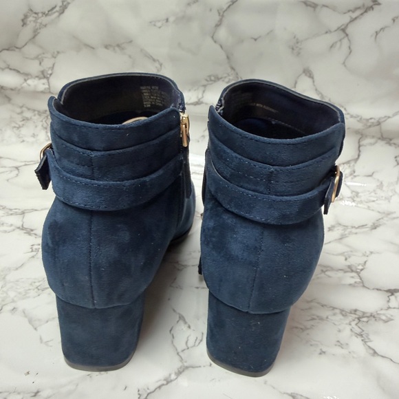 Kim Rogers Navy Ankle Booties with Gold Buckle Women’s US Size 8,5 - Picture 4 of 10